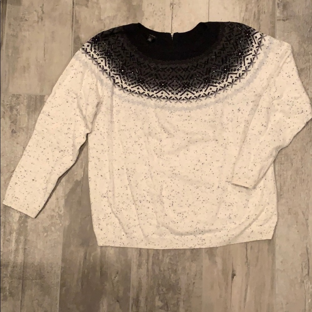 Talbots Elegant Black and Winter White Sweater